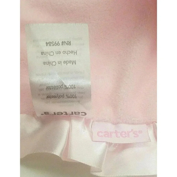 Carter's Plush Teddy Bear Rattle Lovey Security Blanket Pink Satin Trim 13" - Picture 5 of 5